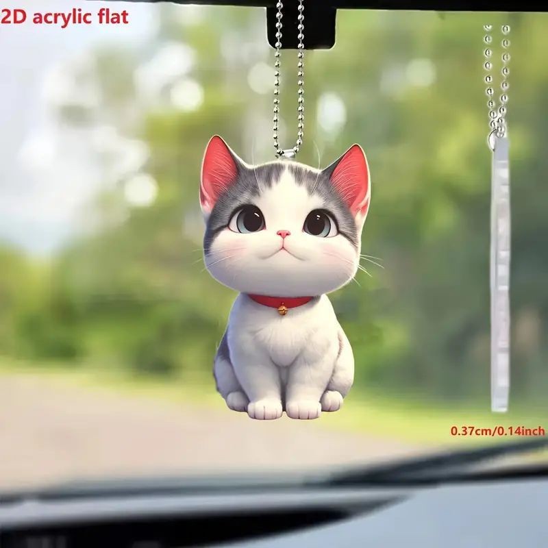Adorable acrílico 2d gatito regalo de vacaciones colgante plano transfronterizo nuevo colgante de llavero colgante image 1