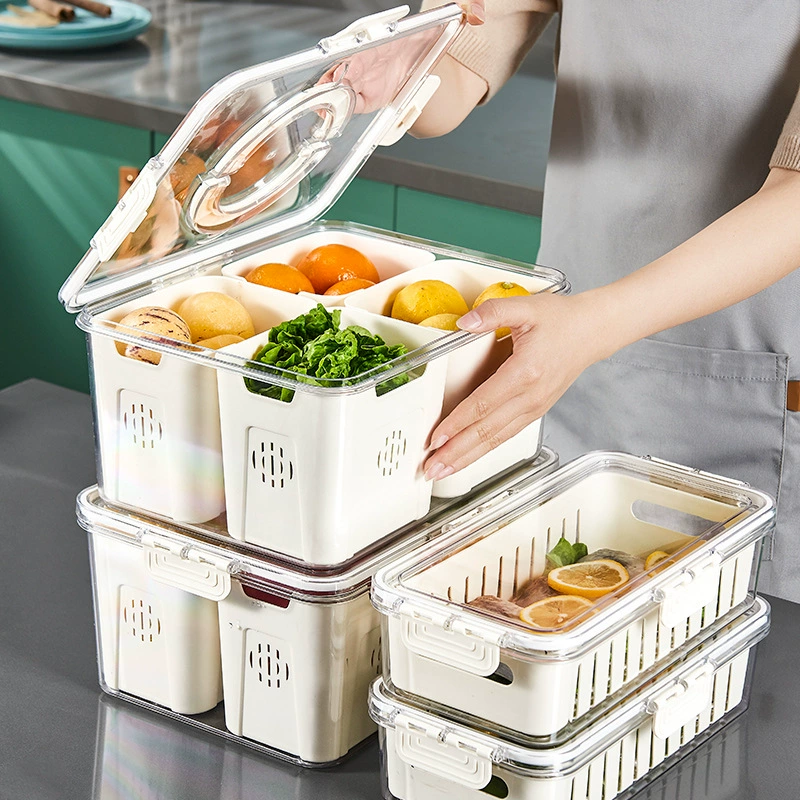 Емкость для хранения продуктов, молочно-белый, пищевой уровень 0-аромат, сохраняет влагу, несколько отделений (короткие/длинные/XL)