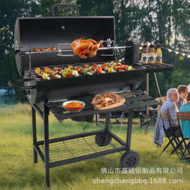 户外露营焖烤烧烤炉电动烤叉美式木炭烤肉烧烤架大型家用自动烤炉