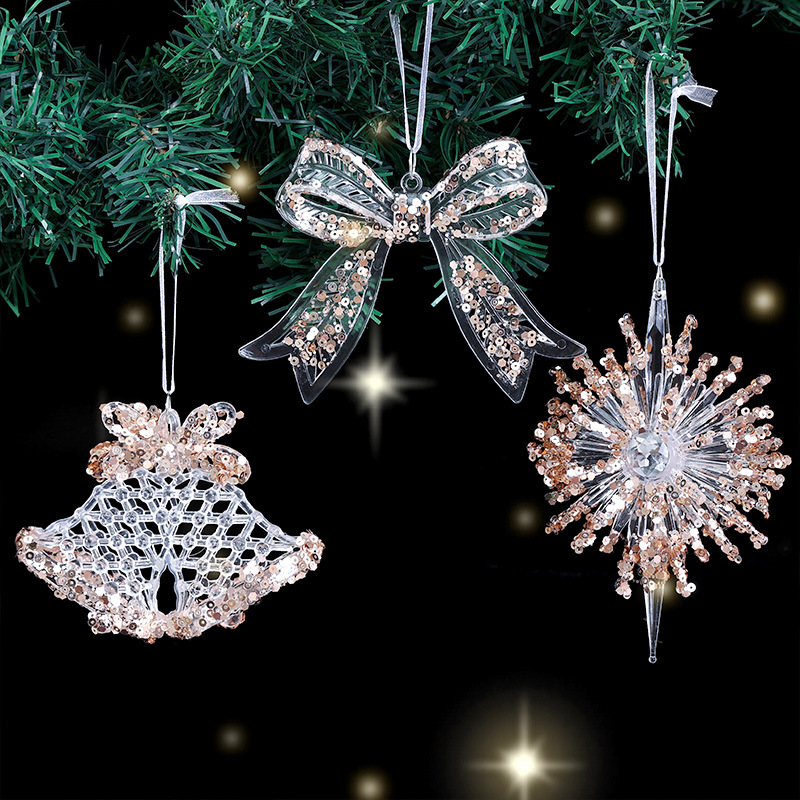 Ice crystal pendant Christmas tree pendant transparent acrylic snowflake decoration scene layout props cross-border Christmas decoration