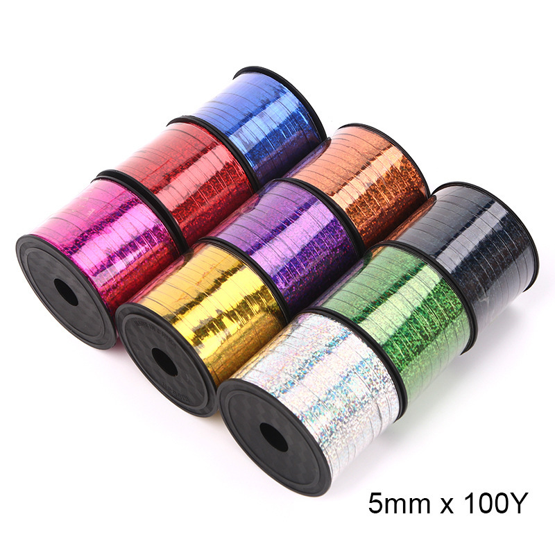 Ventas Directas de la fábrica 5mm * 100 yardas de cinta láser atmósfera decorativa cinta globo boda cinta de diseño al por mayor