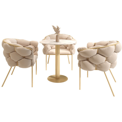 Sales office reception negotiation table and chair set, Nordic light luxury marble negotiation table, milk tea shop, coffee shop, small round table