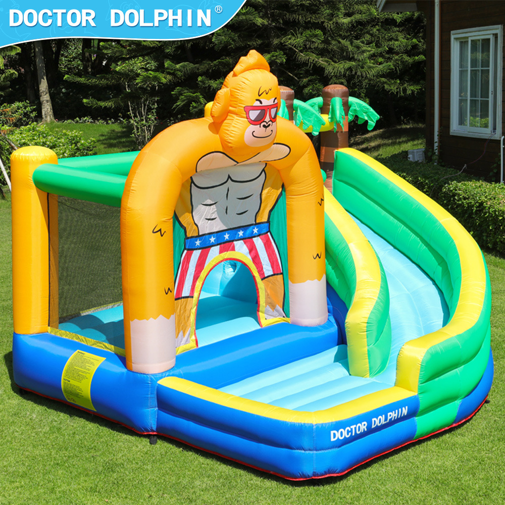Castillo inflable infantil con tobogán, castillo hinchable con forma de orangután, parque infantil inflable para el hogar, trampolín pequeño, castillo con colchón de aire