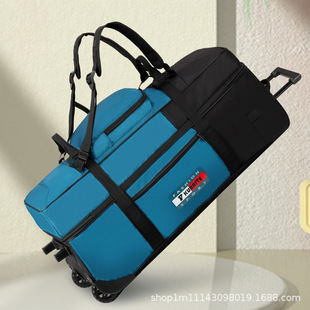 Extra Large Capacity Foldableing Backpack Travel Bag Luggage Bag Trolley Bag Long-Distance Travel Men's and Women's Bag Oxford Cloth Checked Bag