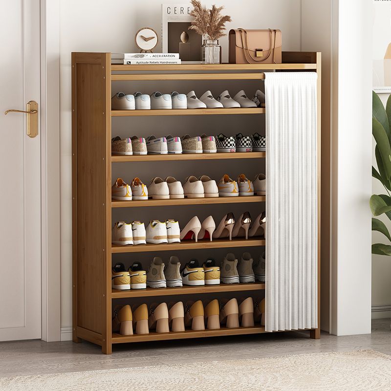 Estante de zapatos Estante de almacenamiento de zapatos en la puerta del hogar Gabinete de zapatos simple de varias capas Estante de madera maciza multifuncional para dormitorio a prueba de polvo