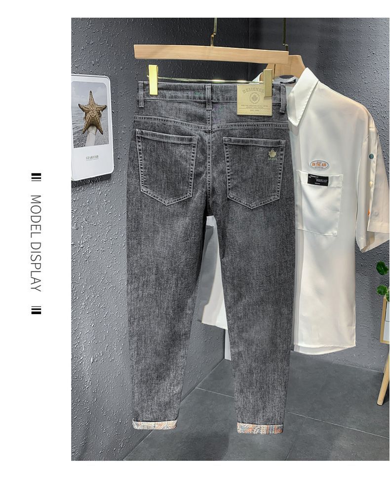 Jean droit et ample pour hommes, pantalon Long, tendance, haut de gamme, élastique, décontracté, nouvelle collection automne_voghion.com