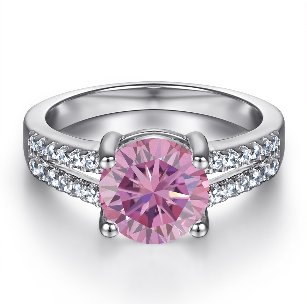 Anillo de plata s925 cabeza de toro clásica 1 quilates anillo de diamante de diamante de doble fila de mujer huevo de paloma anillo de boda en vivo