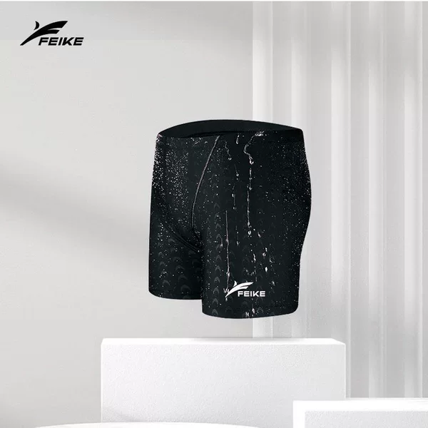 Men's swimming trunks, sun-protective quick-dry imitation sharkskin top, knee-length shorts, anti-embarrassment professional swimming training suit