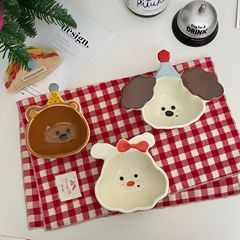 韓国のかわいいアニメの油皿の動物の形の陶磁器の皿は味噌の皿の食卓の鍋の皿の台所の調味料の調味料の皿につけます。