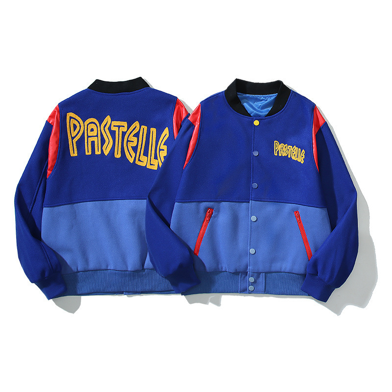 23SS Autumn and Winter American High Street Trendy Kanye West Letter Embroidered Patchwork Baseball Suit Jacket Coach Jacket