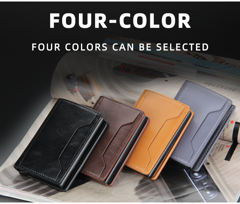 Baellerry Men's Aluminum Box Anti-magnetic And Anti-theft Card Holder Rfid Short Automatic Card Type Female Card Holder_voghion.com