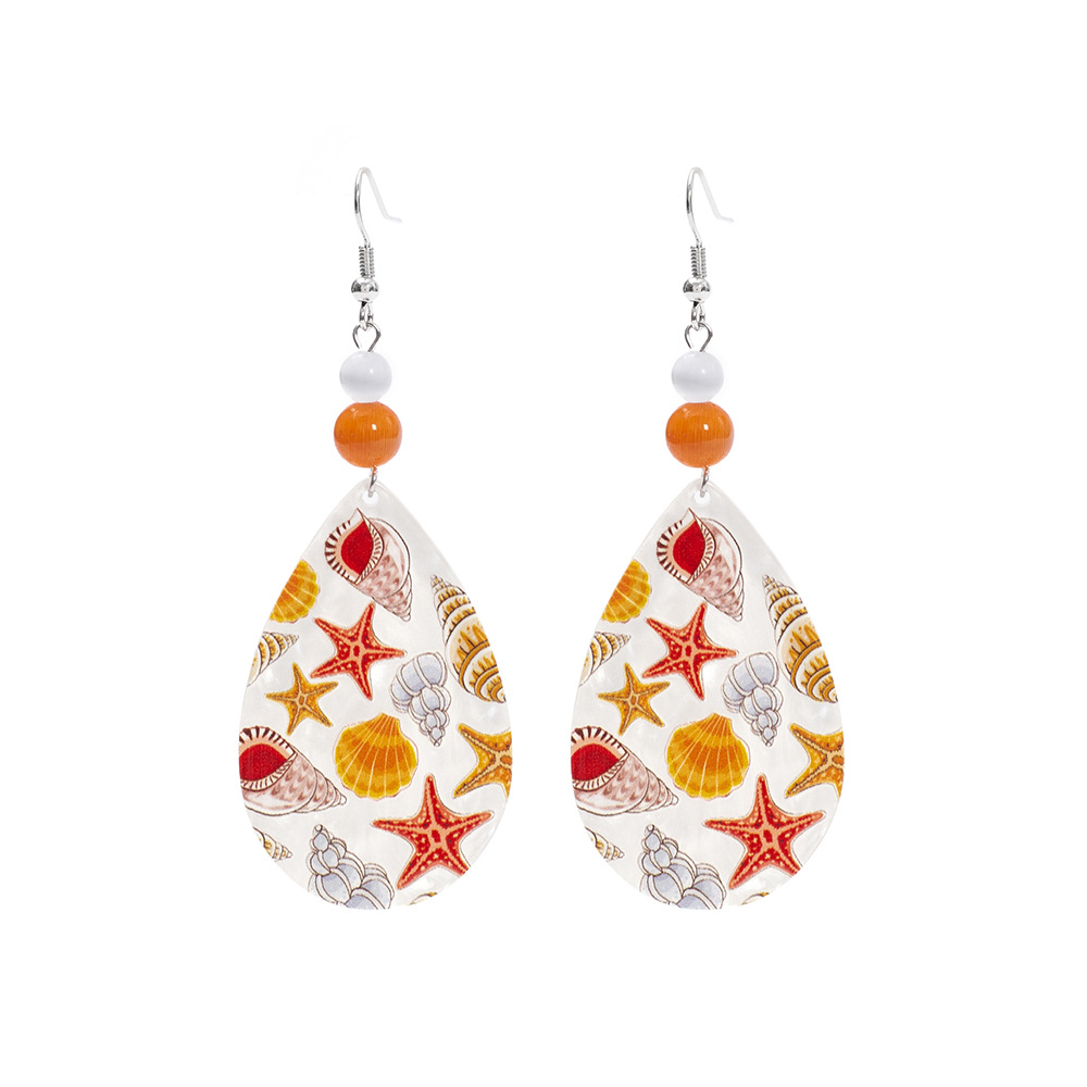 Women's Acrylic Drop Earrings Starfish Shell Conch Beach Style_voghion.com