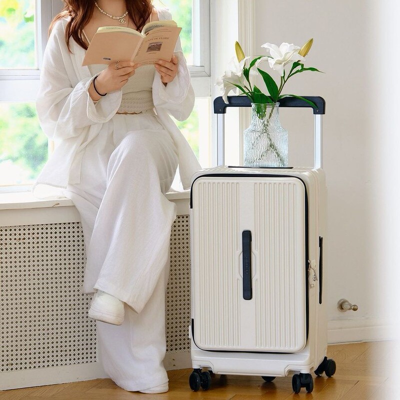 New PC luggage with silent universal wheels, trolley case for female and male students, 24inch leather suitcase, 26inch large-capacity travel case