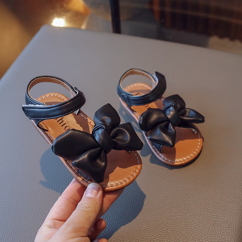 2024 Summer New Girls Korean Edition Soft Sole Little Girl Casual Baby Bow Sandals Beach Shoes_voghion.com