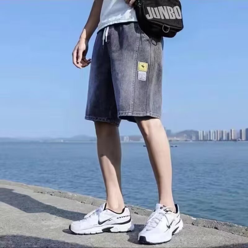 Pantalones vibe de la calle principal, ropa de moda para hombres, diseño de correas, jeans micro-up con cremallera, herramientas abiertas, pantalones de pierna recta