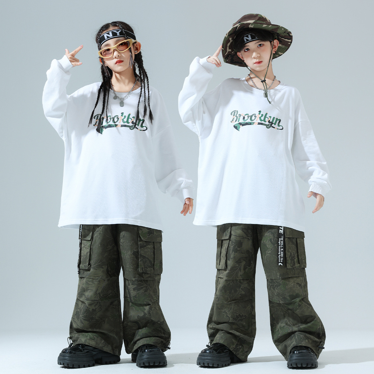 Children's Camouflage Street Dance Trendy Cool Costume Girls' Group Class Costume Jazz Dance Training Costume Boys Hip Hop suit