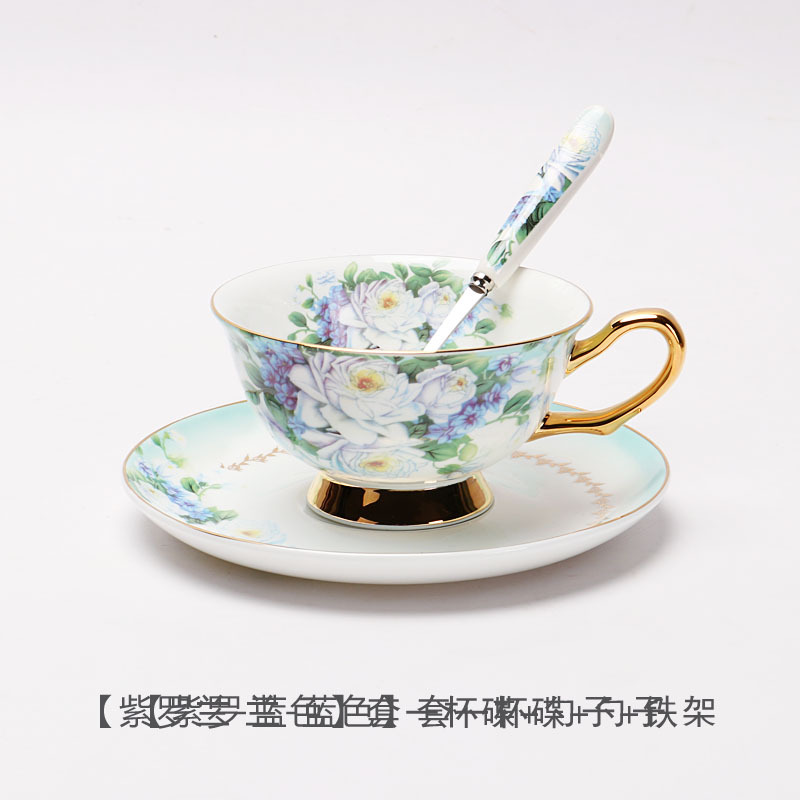 Estilo europeo elegante flor hueso China taza de café y platillo de alta gama oro británico tarde té conjunto luz lujo flor taza de té caja de regalo