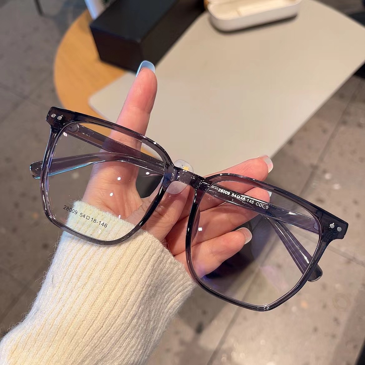 男生带黑框多边形眼镜镜框TR90超轻54眼镜可配近视度数红薯款式