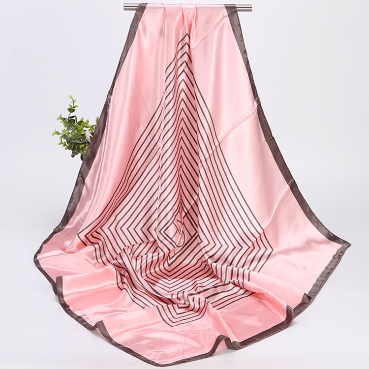 Women's Silk Scarf Black And White Striped Printed Square Accessory_voghion.com