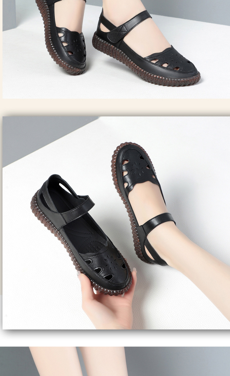 Sandal da thật nữ đế bằng mềm chống trượt, quai chữ V đơn giản, mùa hè thoáng nhẹ — Màu be chi tiết 15