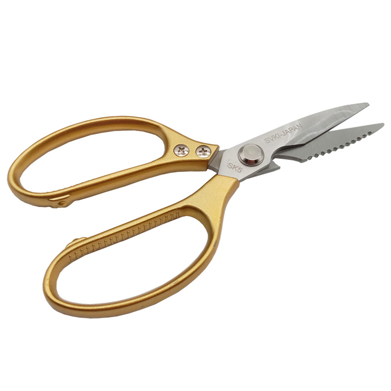 Suministro directo de fábrica de acero inoxidable tijeras de cocina sk5 mango de aleación de aluminio fuerte tijeras de hueso de pollo tijeras domésticas multifuncionales