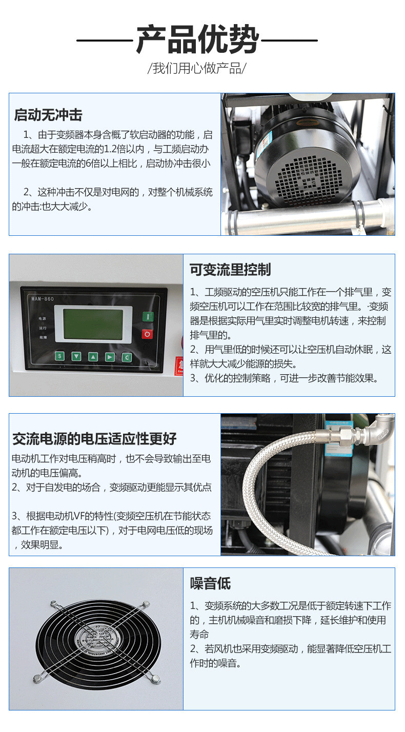 Oil-Free Scroll Air Compressor 3.7/7.5Kw15Kw Permanent Magnet Variable Frequency Food and Medical Grade Screw Air Compressor Manufacturer