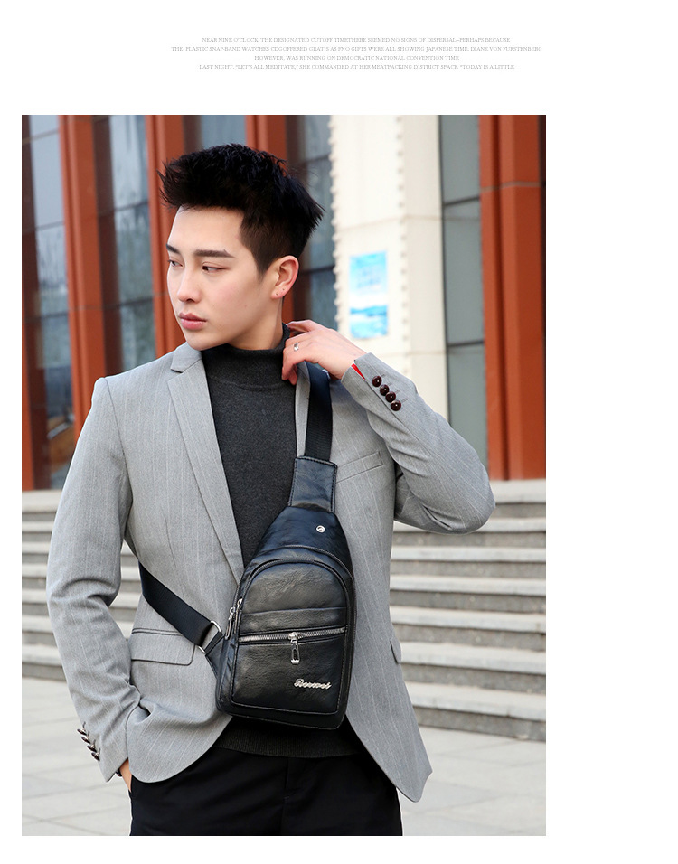 Men's Fashion Solid Color Pu Leather Waist Bags display picture 4