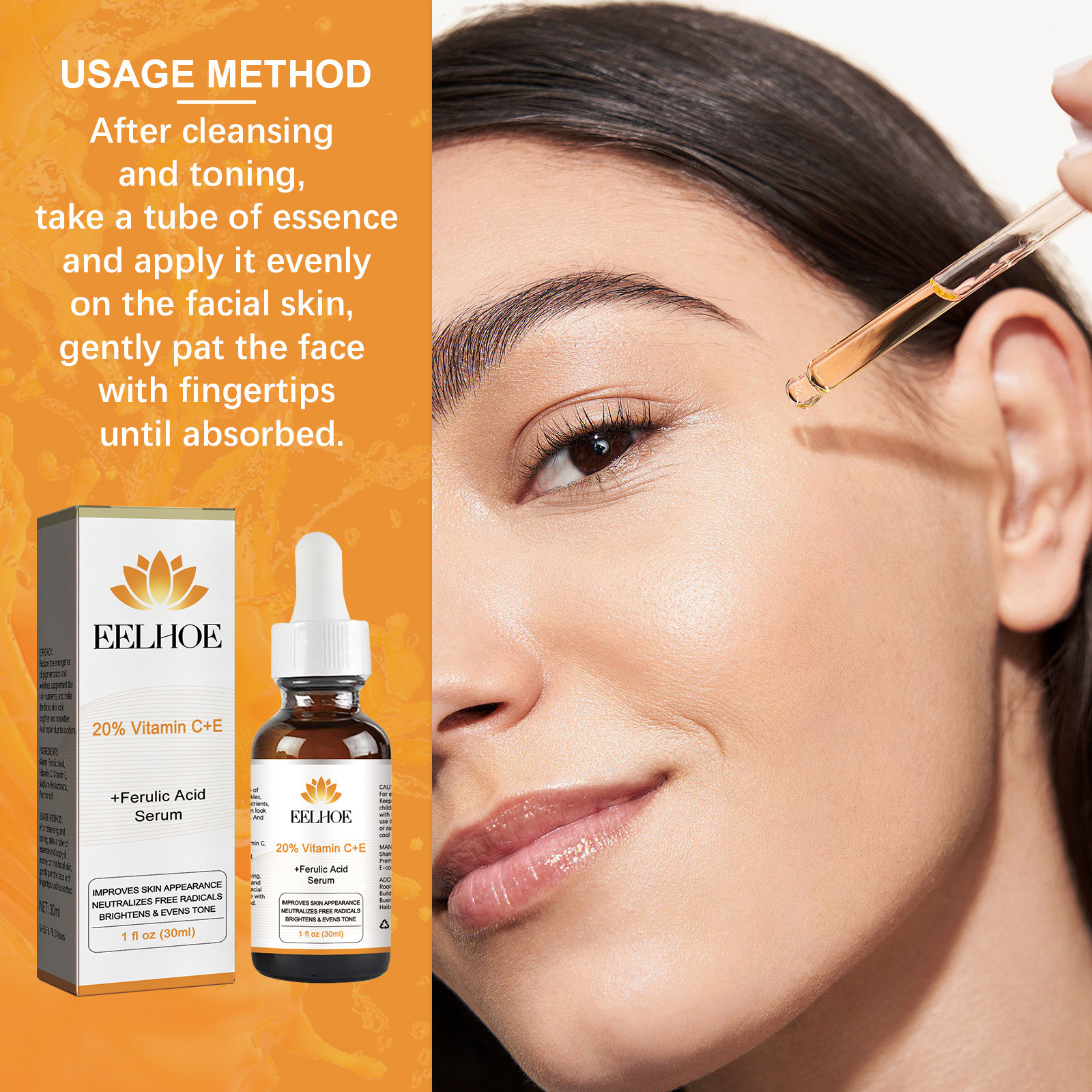 L'essence EELHOE vitamine C + vitamine E peut affaiblir les ridules, hydrater, éclaircir le teint, réparer la peau terne_voghion.com