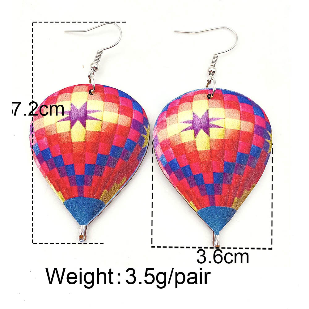 7g Weight Drop Earrings Classification 1 Pair Quantity 1 Pair Fashion Hot Air Balloon Wood Patchwork Women's Drop Earrings
