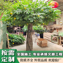 大型仿真柠檬树定制假橘子树室内造景装饰仿真桔子树绿植落地摆件