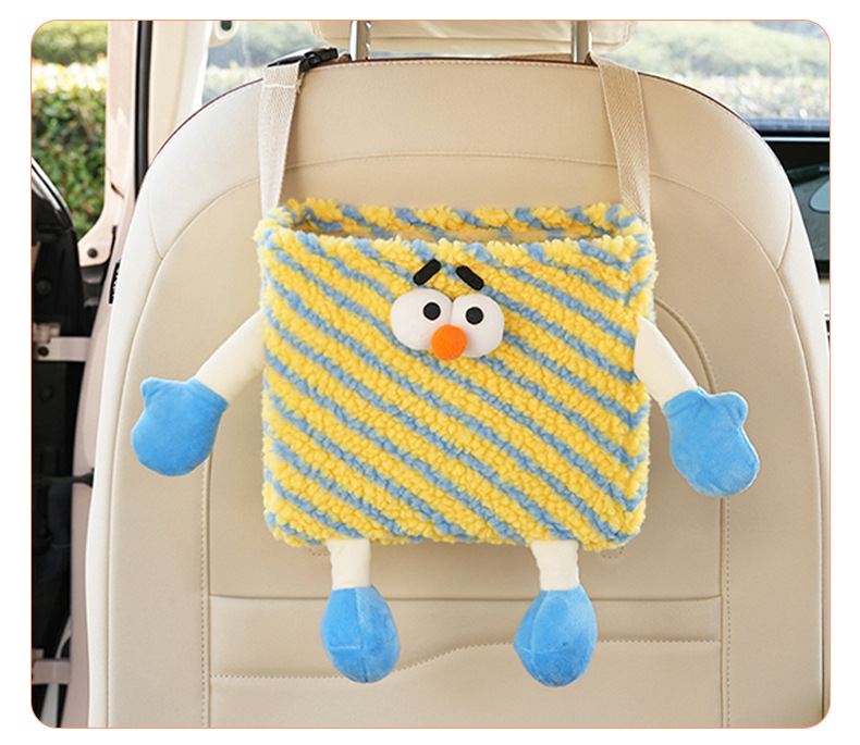 Little Monster Car Trash Can Dopamine Car Seat Back Hanging Storage Box Creative Car Storage Bucket