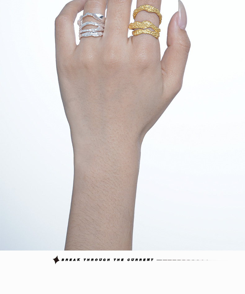 Fashion Solid Color Silver Hollow Out Open Ring 1 Piece