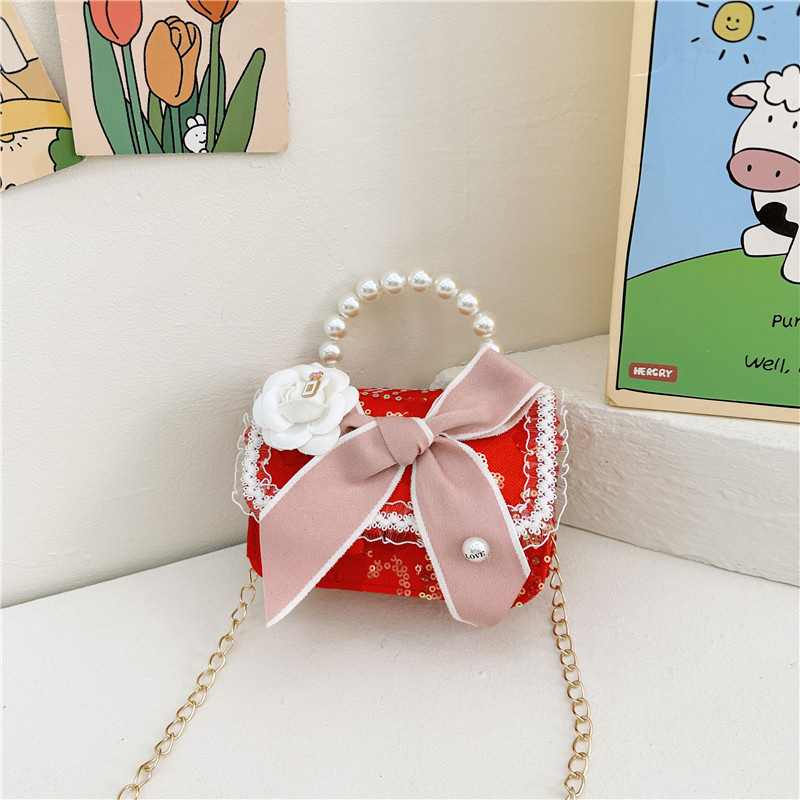 Nuevo rojo niñas nuevo año bolsa lindo arco princesa bebé bolso niña moneda monedero bolso de hombro