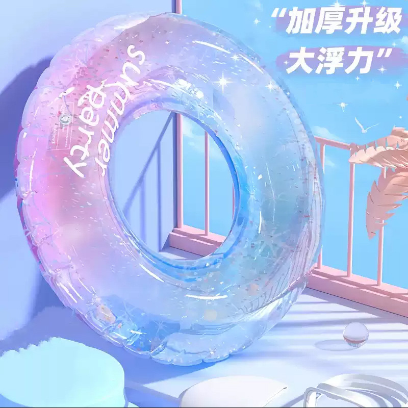 Anillo de natación de cielo estrellado Anillo salvavidas engrosado para adultos para hombres y mujeres Anillo inflable para las axilas de verano para niños Equipo para adultos con manijas grandes