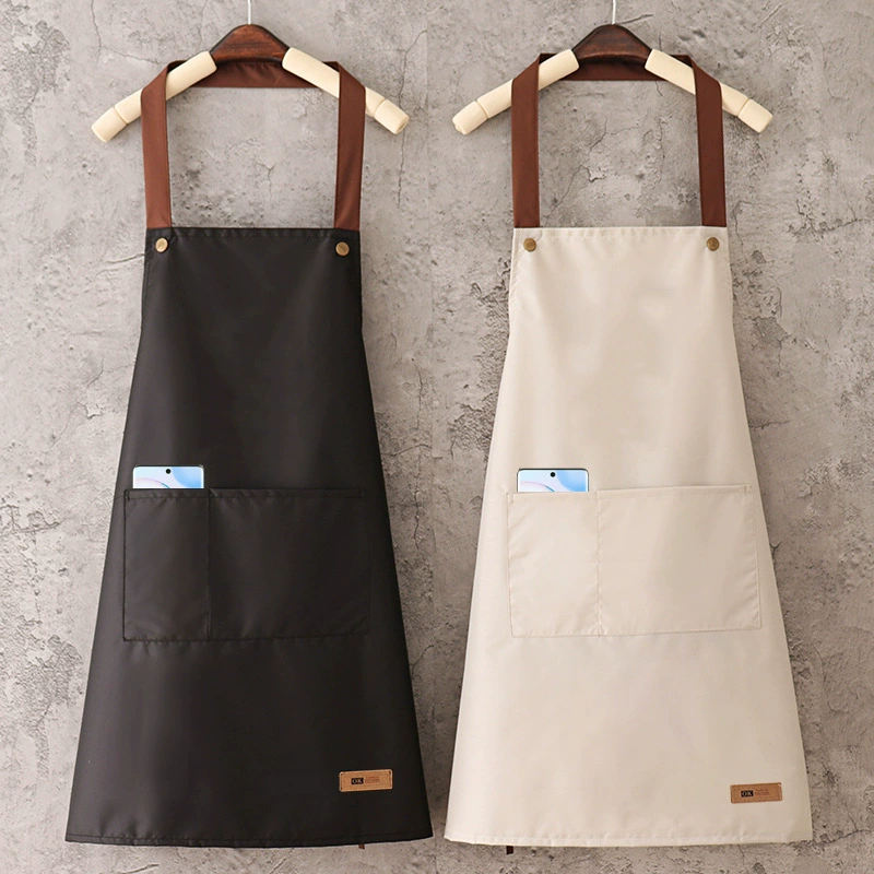 Простой текстильный Водонепроницаемый Фартук Chunya оптом, однотонный маслостойкий бытовой кухонный фартук без рукавов с шеей
