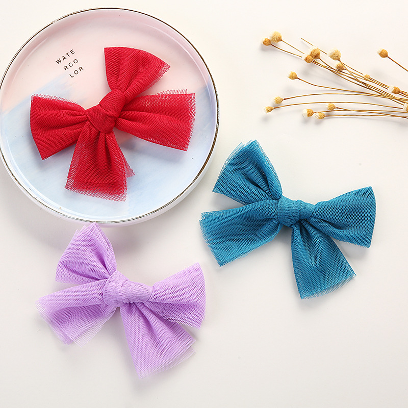 Summer Children's Hairpin Mesh Bow Pair Clip Hair Accessories display picture 3