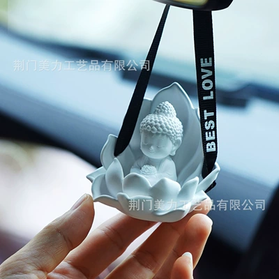 Car Air Conditioner Vent | Car Perfume Aromatherapy - little-buddha-white-pendant-get-a-bottle-of-dark-amber-essential-oil-recommended