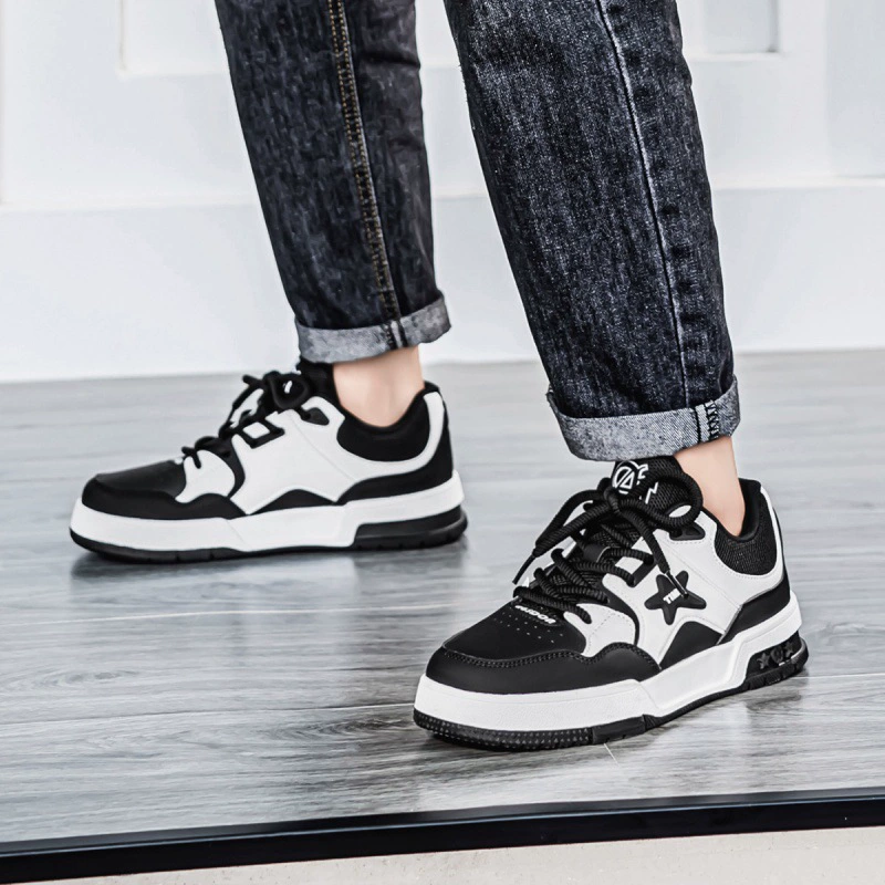 Обувь Мужская универсальная обувь 2025 Новый черно-белый кроссовки продвинутого уровня Студенческая толстая подошва спортивная повседневная мужская обувь весна и осень