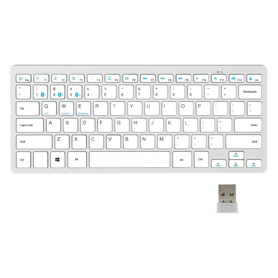 Teclado inalámbrico universal de Doble Modo de Bluetooth 2,4g teclado de batería seca teclado inalámbrico Bluetooth barato fábrica