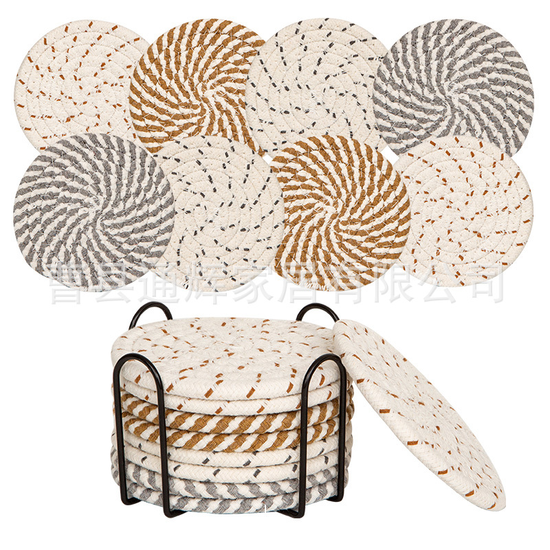 Tazas de algodón trenzadas de alambre nórdico almohadilla de mortero de cocina de mesa de comedor espesa almohadilla aislante de calor almohadilla de algodón trenzada redonda
