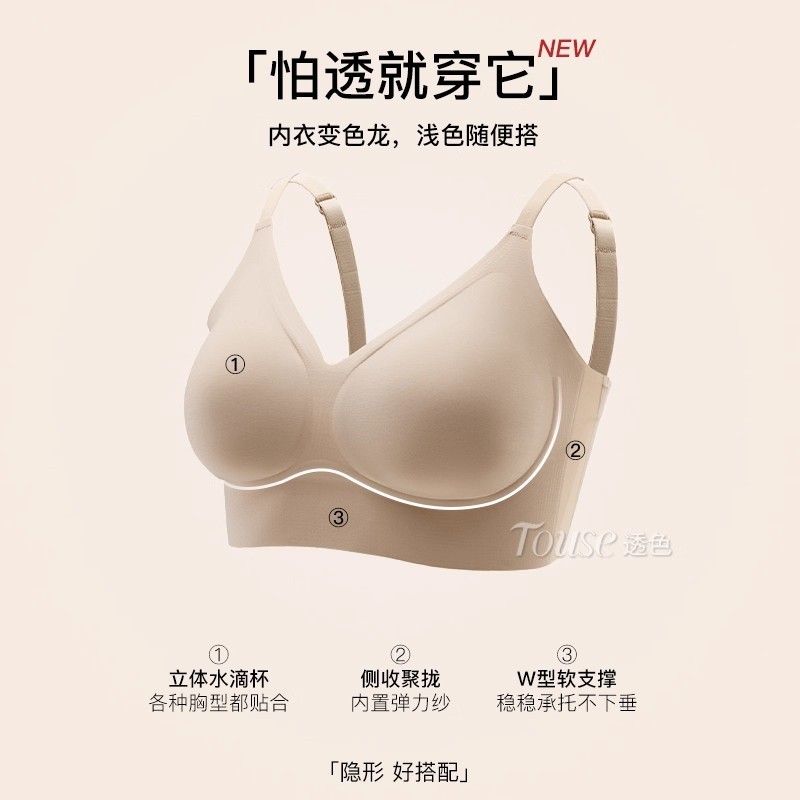 舒适粉底液内衣夏薄款无痕小胸聚拢上托显大隐形肤色美背无痕文胸|undefined
