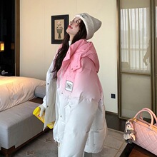 粉色渐变短款羽绒服女冬季新款时尚设计感白鸭绒面包服外套