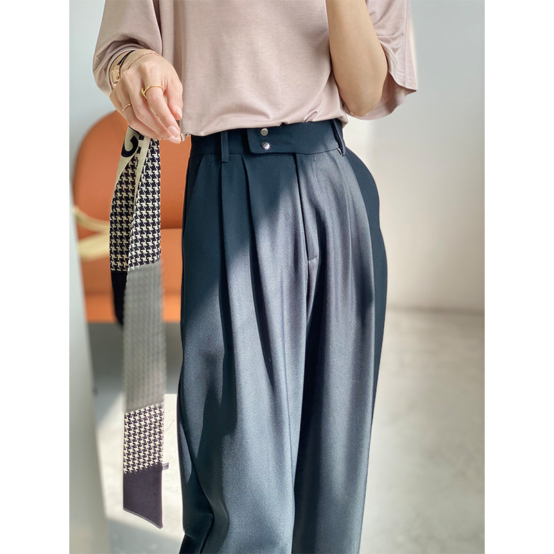 INS wind Korean high waist wide leg pants female 2021 spring and summer vertical loose thin straight trousers 1751