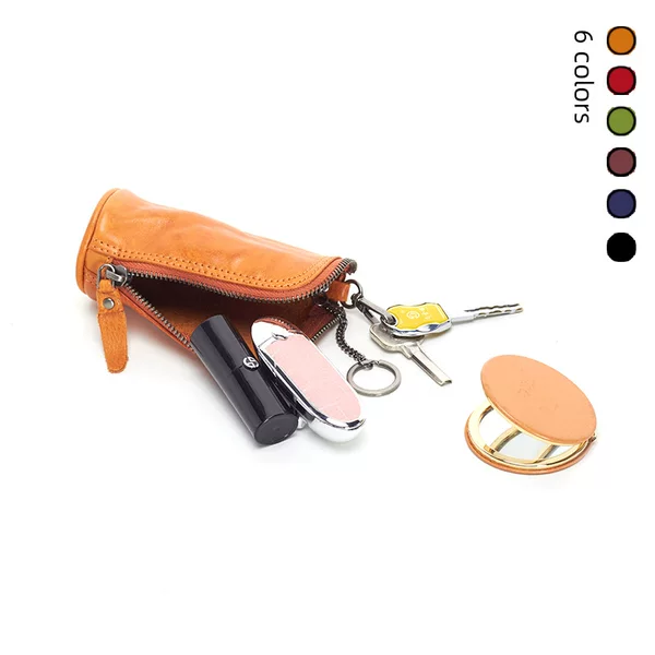 Genuine Leather Key Bag Casual Handmade Vegetable Tanned Leather Coin Purse Short Sundry Bag Top Layer Cowhide Key Bag