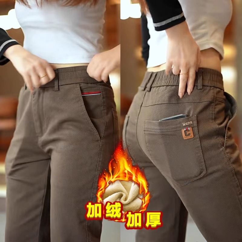 2025 New Autumn and Winter Men's Casual Pants, Brushed High-End Fleece Thickened Trendy Loose Dress Pants