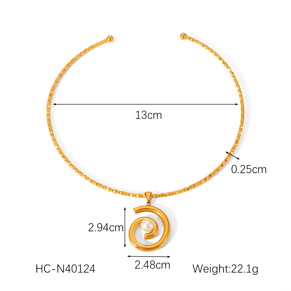 Transfronterizos exclusivos para elegantes 18K oro de acero inoxidable abierto collar de rosca de viento colgante de perlas brazalete para mujeres