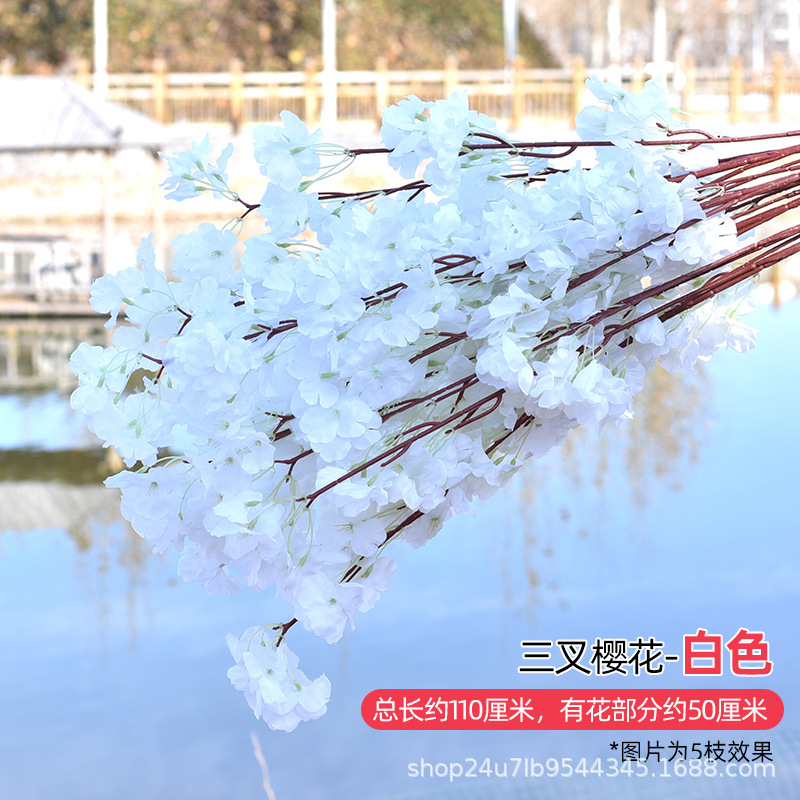 Simulación de flores de cereza flores de melocotón flores de pera flores de ciruela flores de bodas flores falsas vid decoración jardín balcón red de manglares paisaje de pared