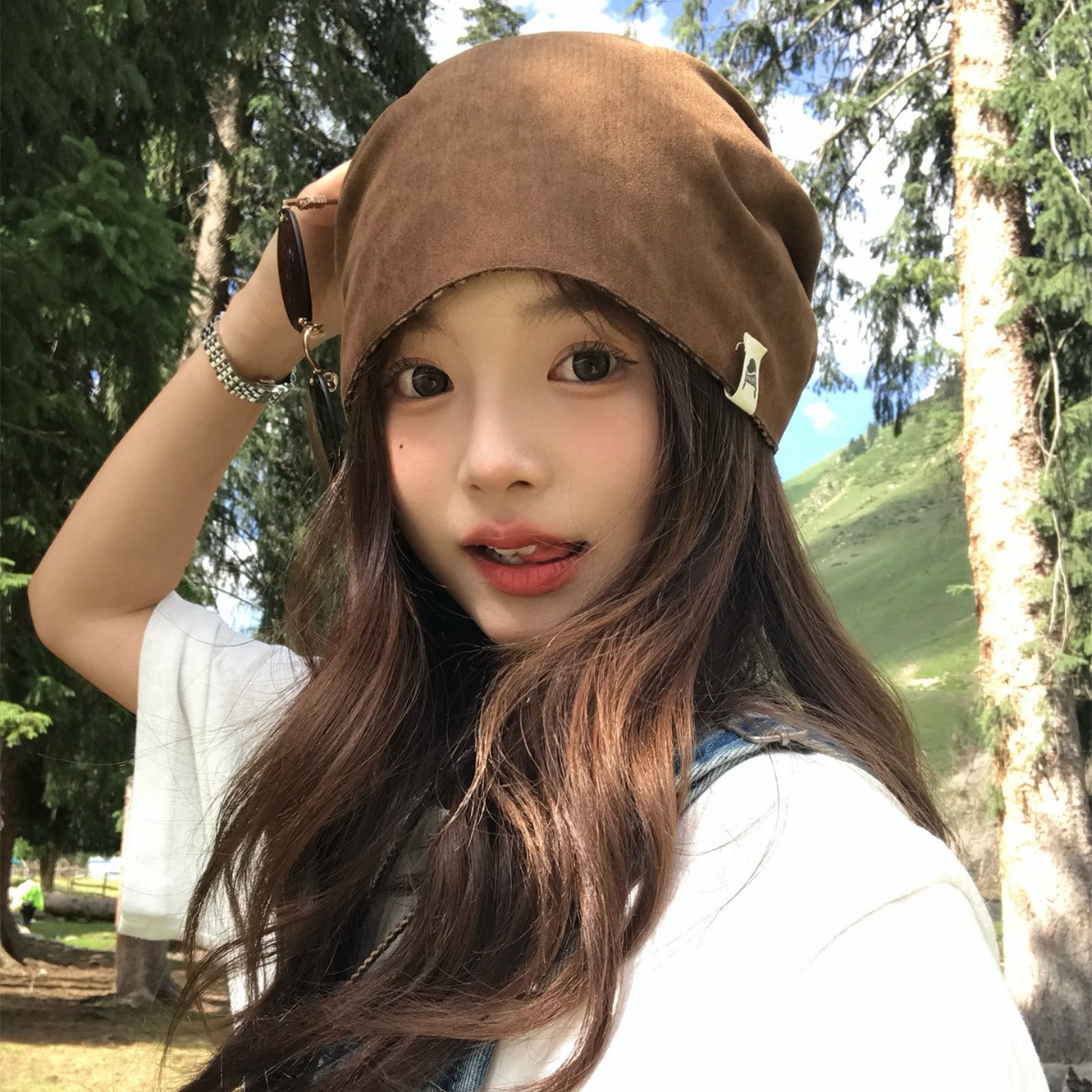 Vintage-Karomütze für Damen, dünn, für den Sommer, für großen Kopfumfang, elegant, vielseitig und lässig._voghion.com