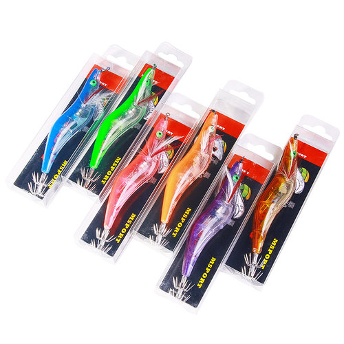 Squid hook electronic shrimp 3#3.5# luminous wooden shrimp blower hook umbrella hook squid needle luminous fake bait bionic shrimp bait
