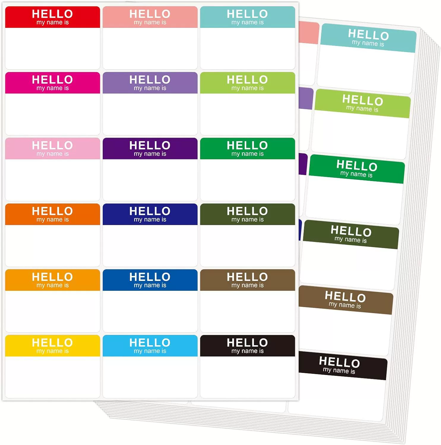 Европейские и американские трансграничные наклейки, 18 цветов, самоклеящиеся бирки для имен для детей детского сада, прямоугольные, радужные, креативные, в национальном стиле.